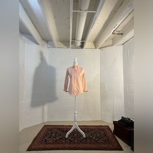 XS Lauren Ralph Lauren Non-Iron Stretch Pink White Polka Dot Button Up